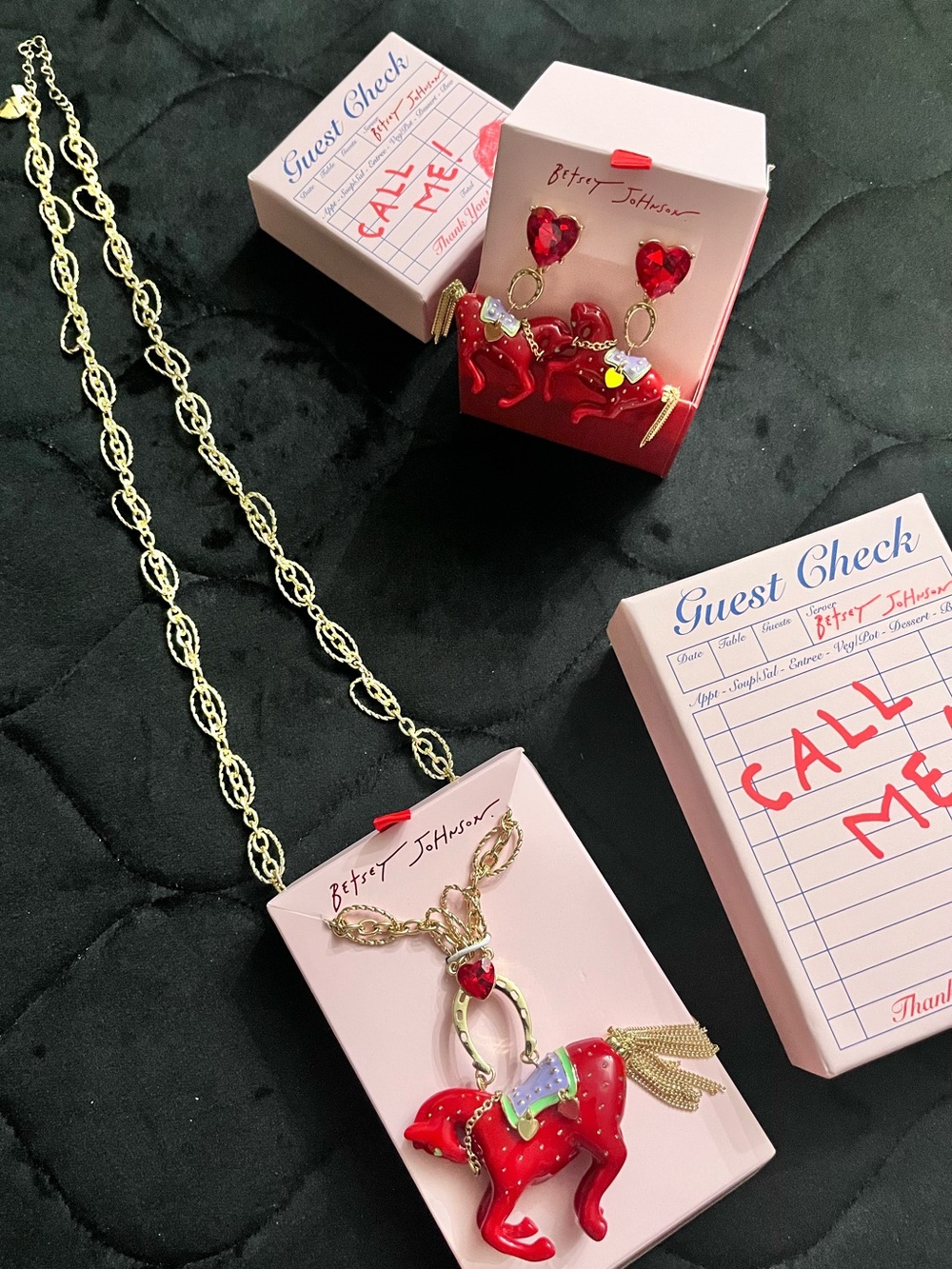 BETSEY JOHNSON Year of the Horse Matching Necklace AND Earrings Set
